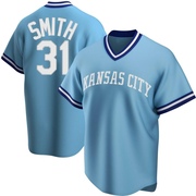 Replica Will Smith Men's Kansas City Royals Road Cooperstown Collection Jersey - Light Blue