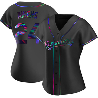 Replica Willie Aikens Women's Kansas City Royals Alternate Jersey - Black Holographic