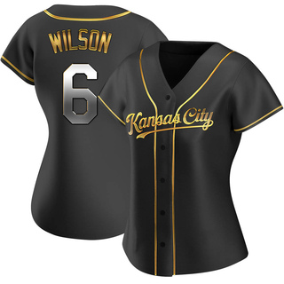 Replica Willie Wilson Women's Kansas City Royals Alternate Jersey - Black Golden