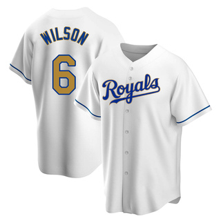 Replica Willie Wilson Youth Kansas City Royals White Home Jersey - Gold